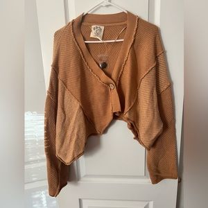 Free People orange/tan Cardigan Sweater